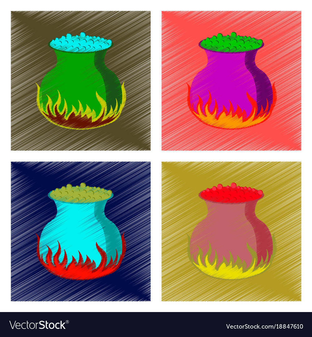 Assembly flat shading style icon potion cauldron