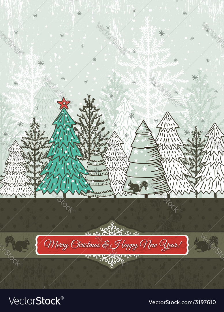 Background with forest of christmas trees Vector Image
