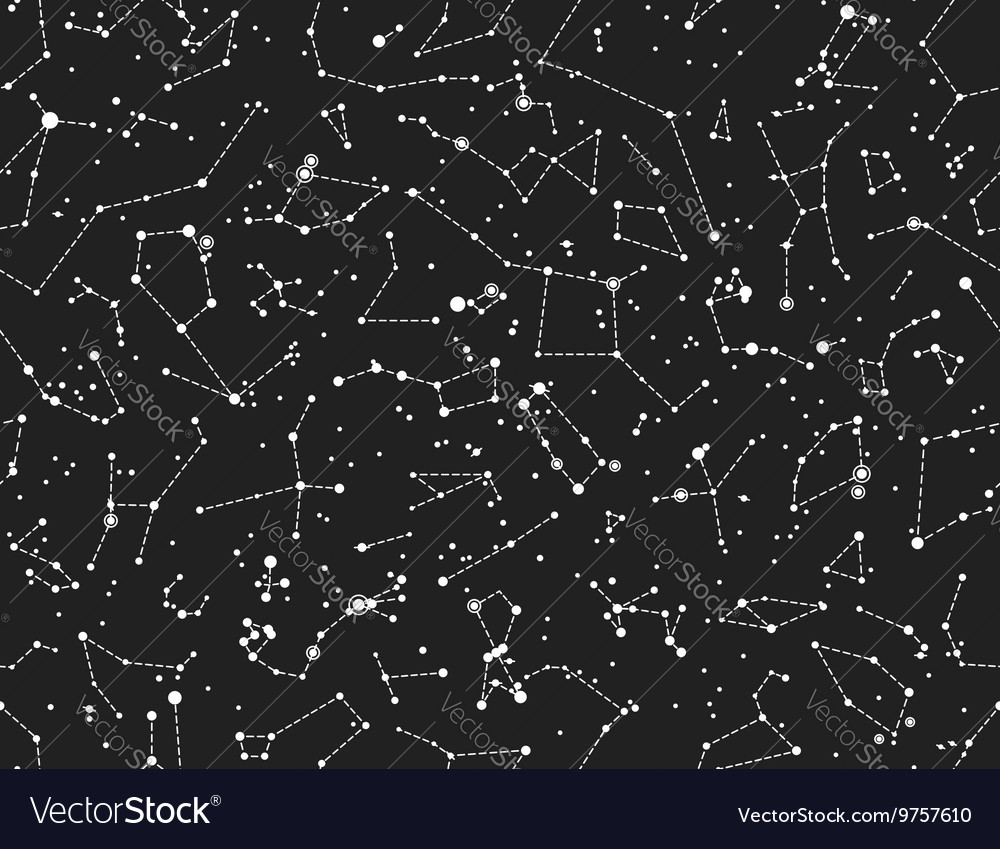 Constellations seamless pattern on dark sky Vector Image