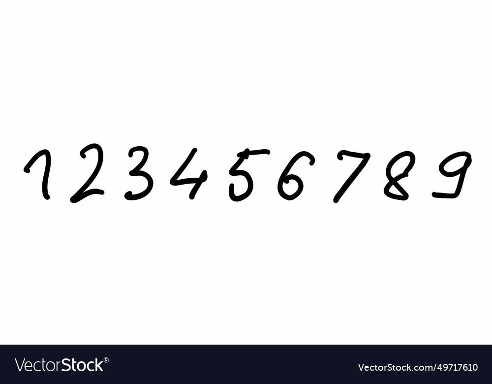 Doodle black digits numbers font from 0 to 9 vector image Doodle black digits numbers font from 0 to 9