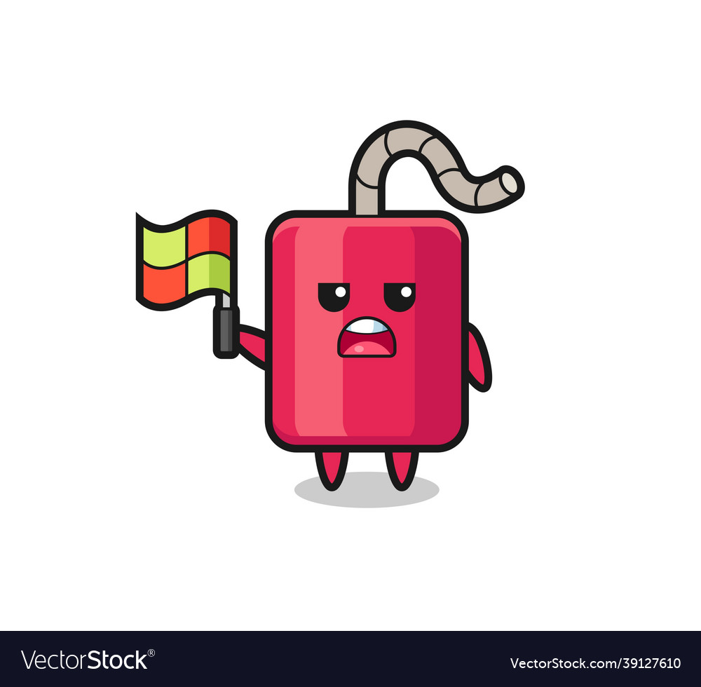 Dynamite character as line judge putting the flag Vector Image Dynamite character as line judge putting the flag