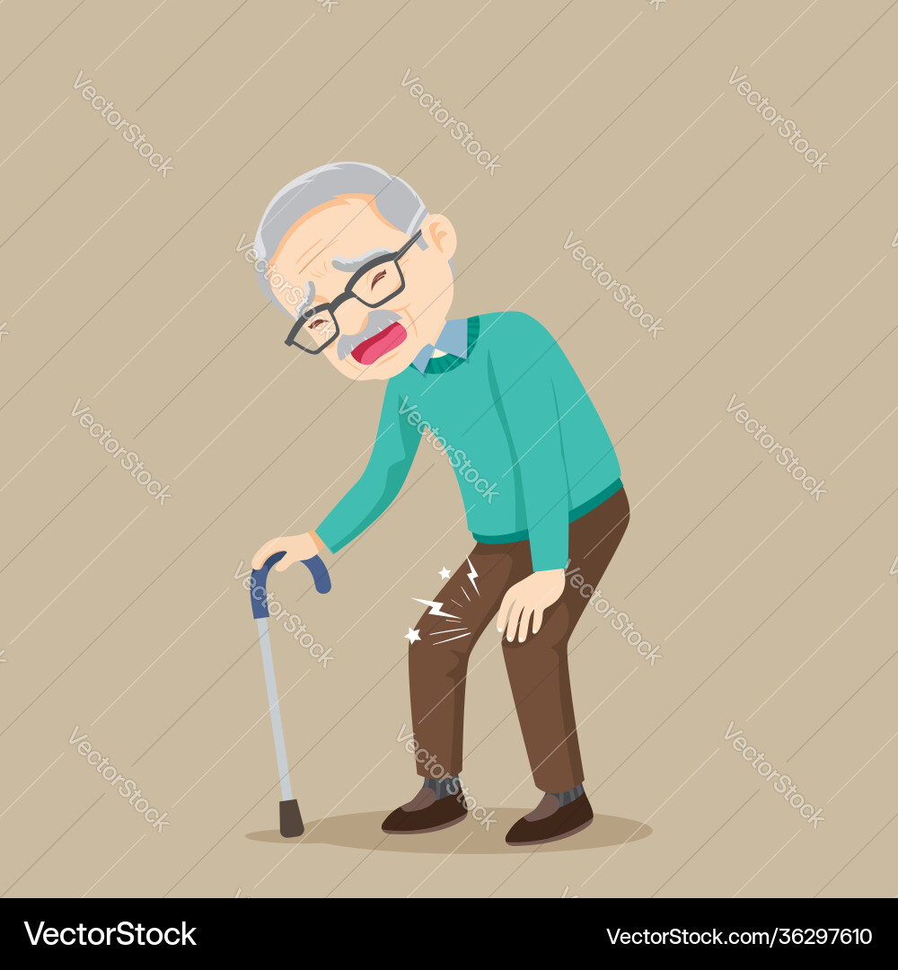 Elderly man suffering from knee pain Royalty Free Vector