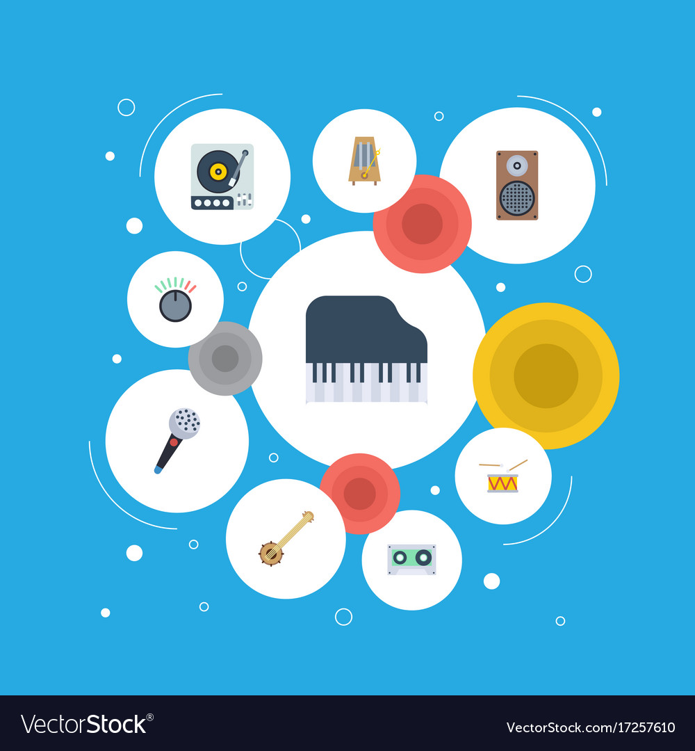 Flat icons karaoke octave keyboard knob Royalty Free Vector