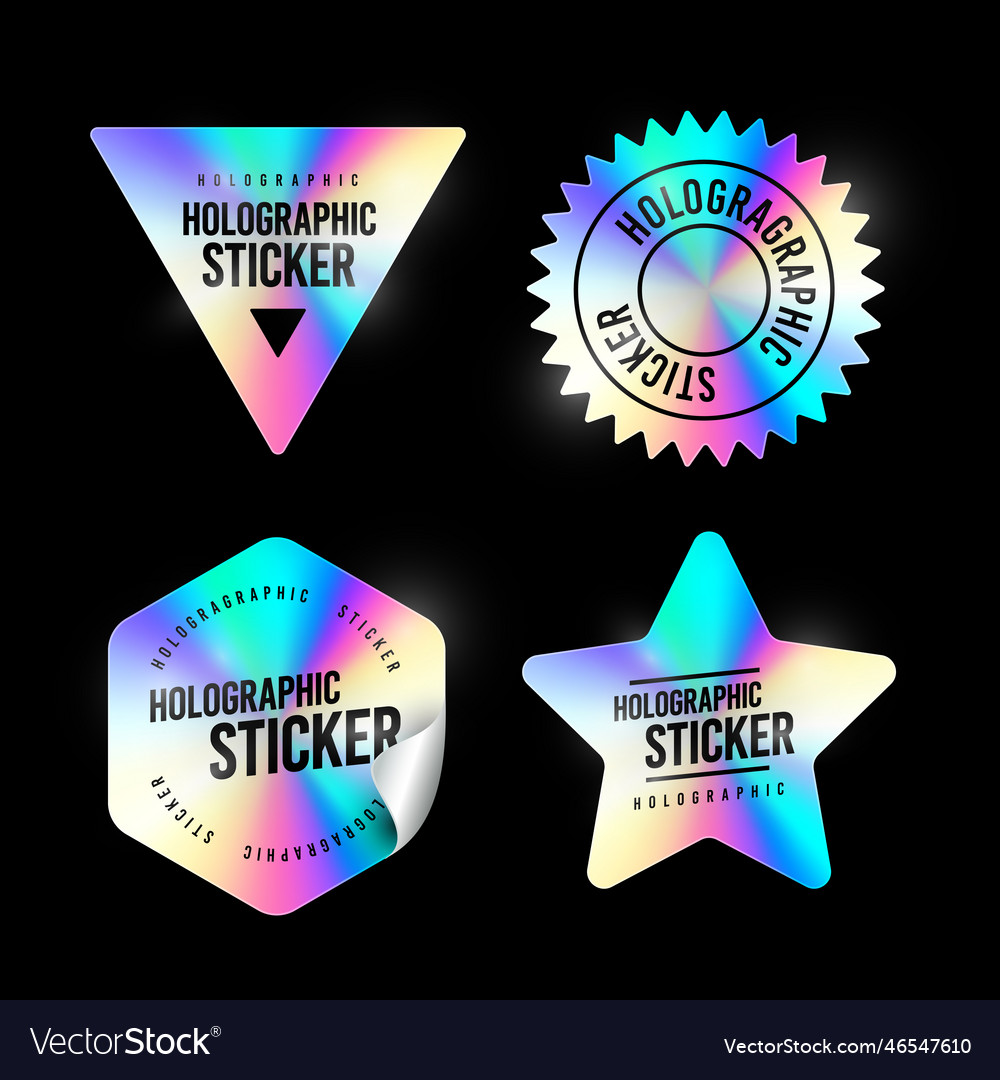 Holographic sticker set with different shapes Vector Image