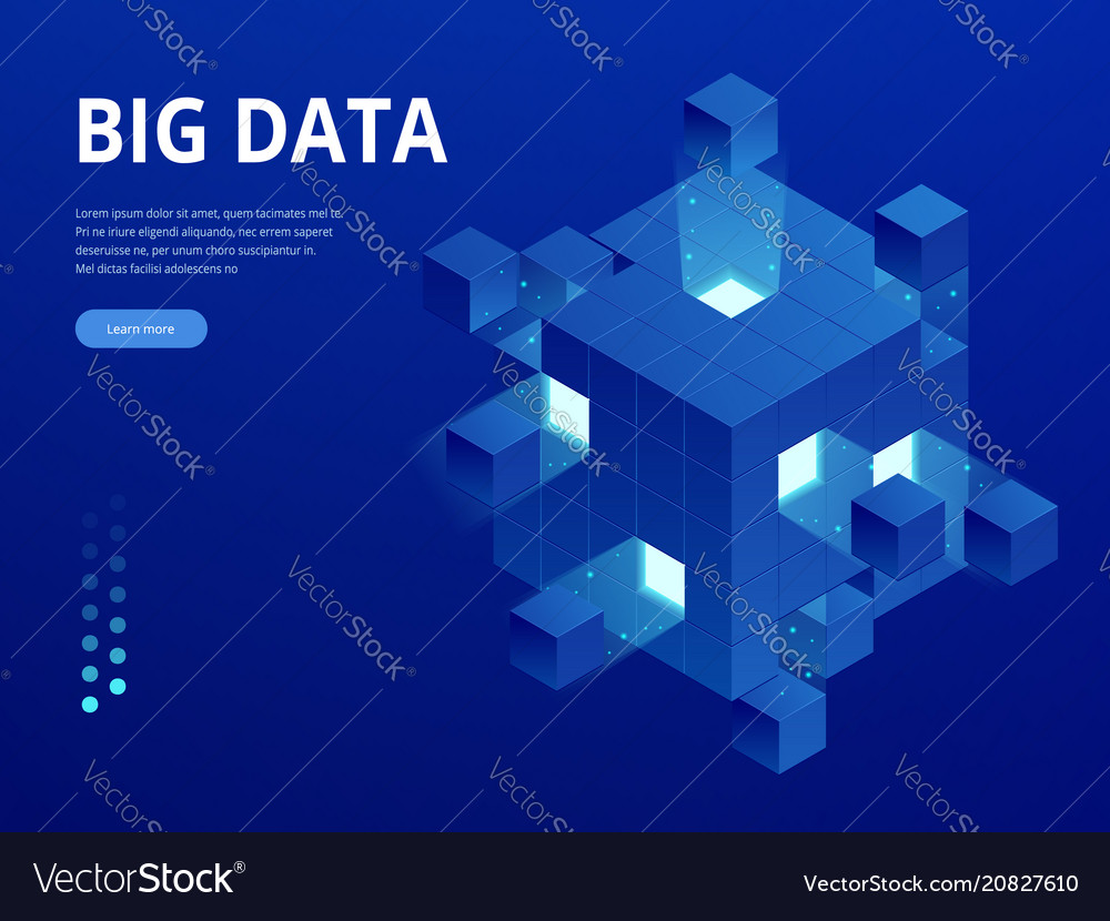 Isometric digital technology web banner big data Vector Image