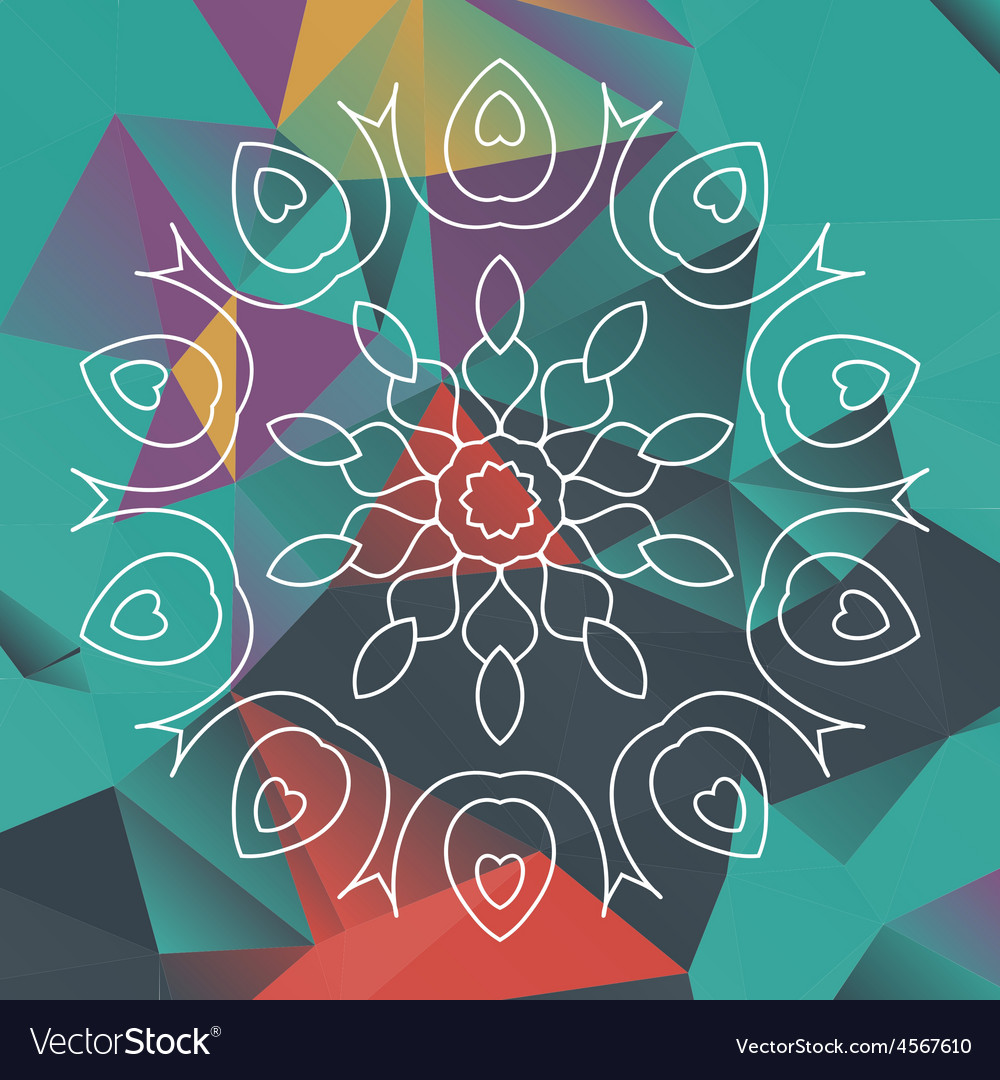 Mandala like design over triangles background