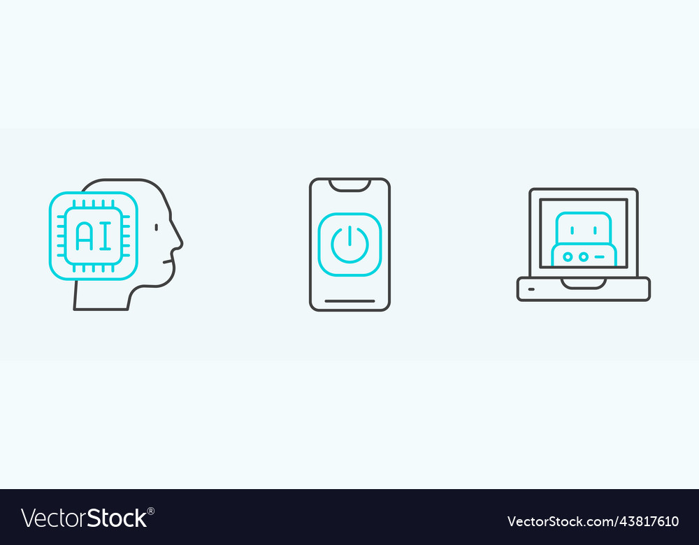 Set line creating robot humanoid and turn off vector image Set line creating robot humanoid and turn off