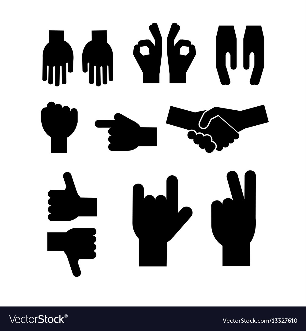 Set of black hands different gestures handshake Vector Image