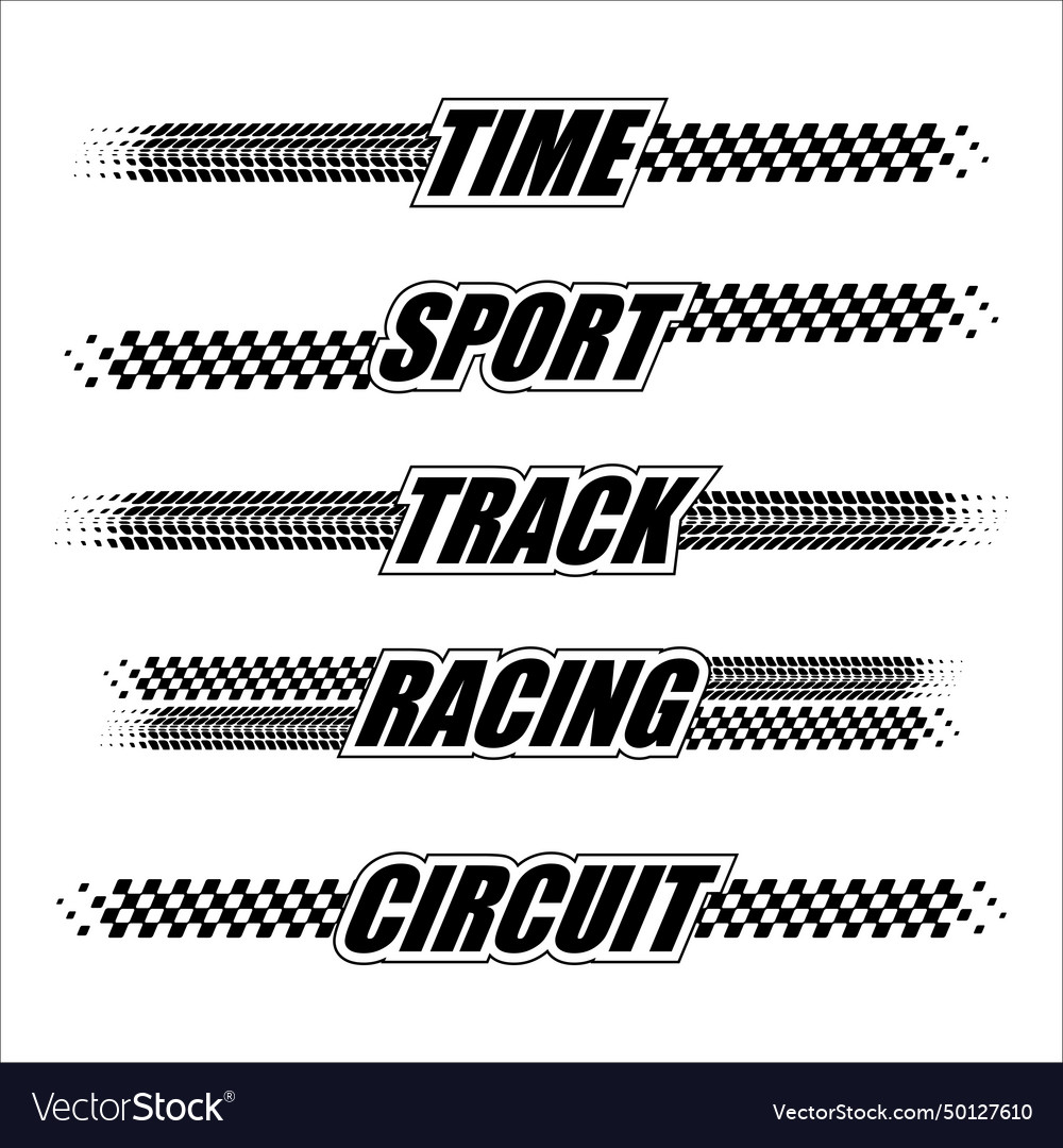 Sport flags text checkered tire words Royalty Free Vector