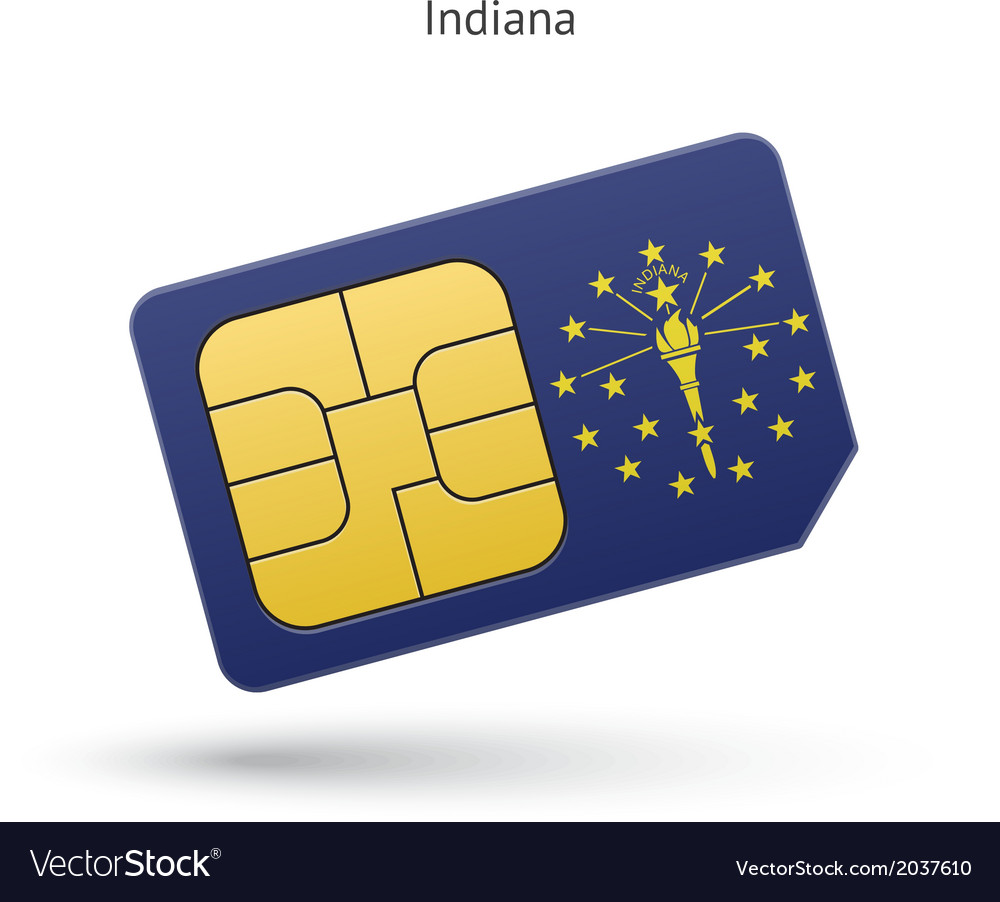 State of indiana phone sim card with flag