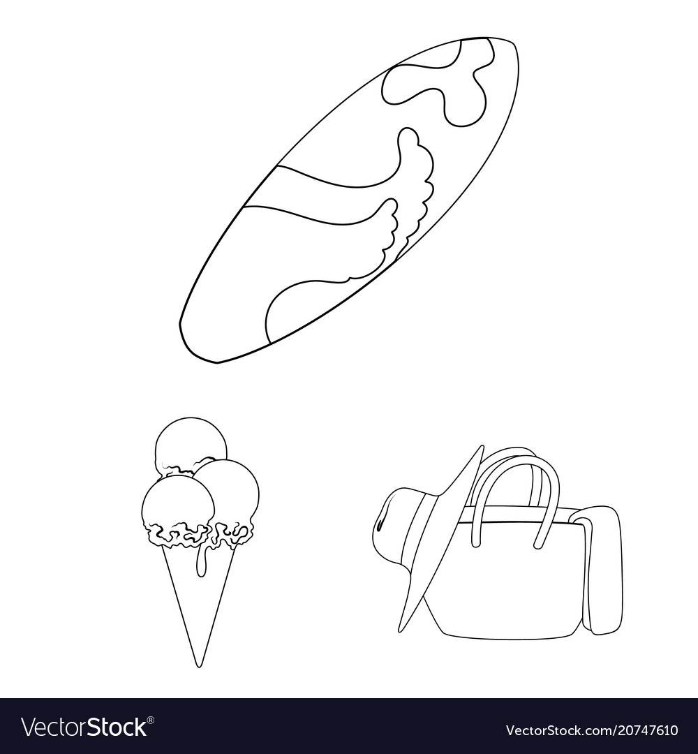 Summer rest outline icons in set collection