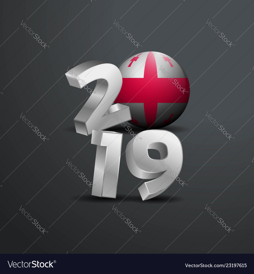 2019 graue Typografie mit georgia flag happy new