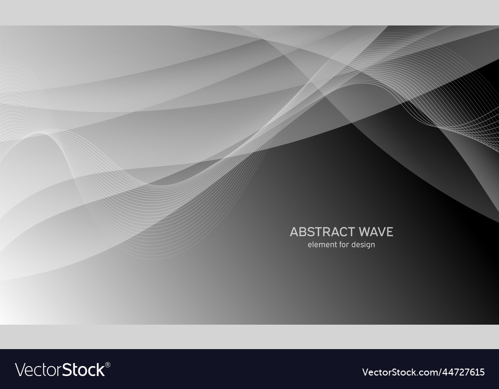 Abstract black background with smooth gray lines Vector Image Abstract black background with smooth gray lines