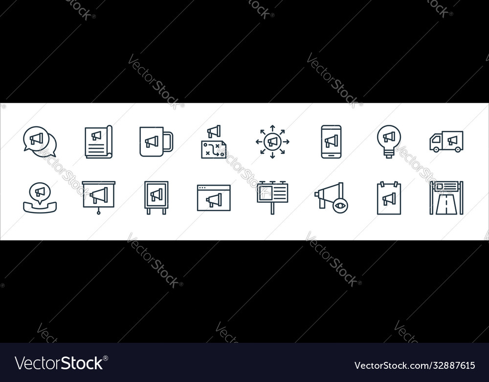 Advertisement line icons linear set quality