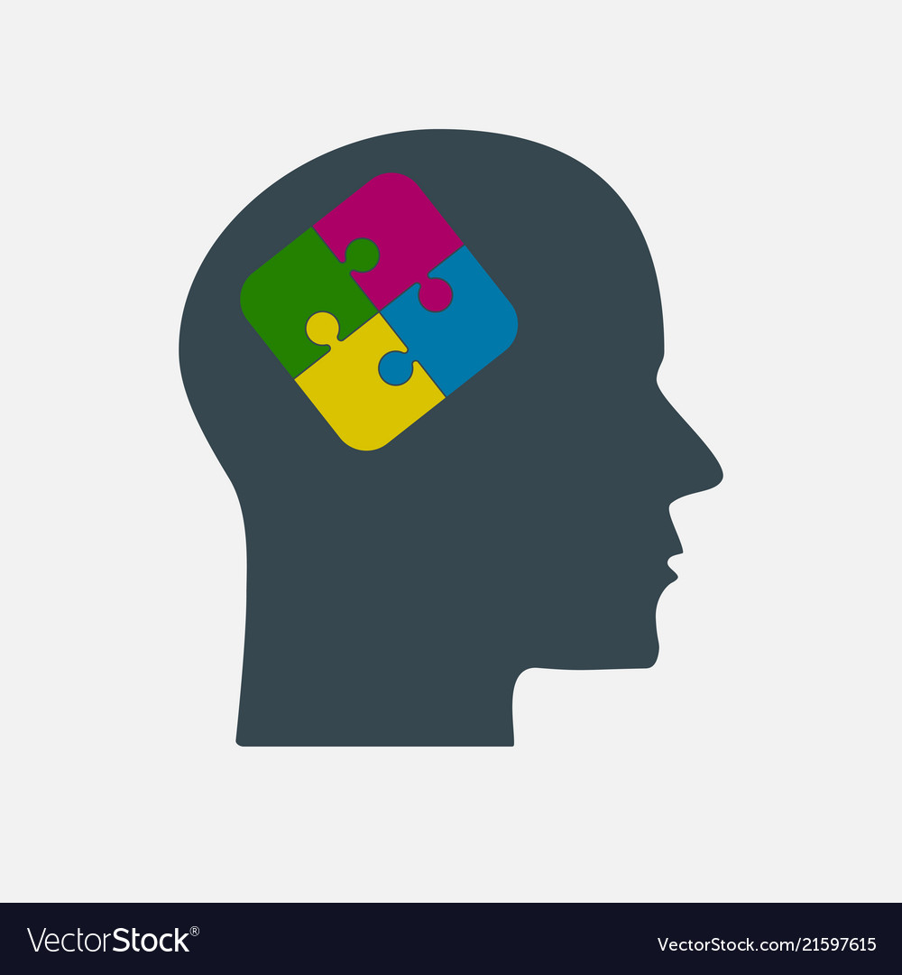 Colorful puzzle piece head jigsaw Royalty Free Vector Image