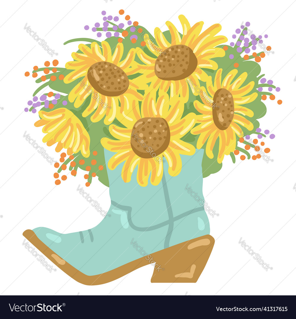 Cowboy boots hotsell and sunflowers