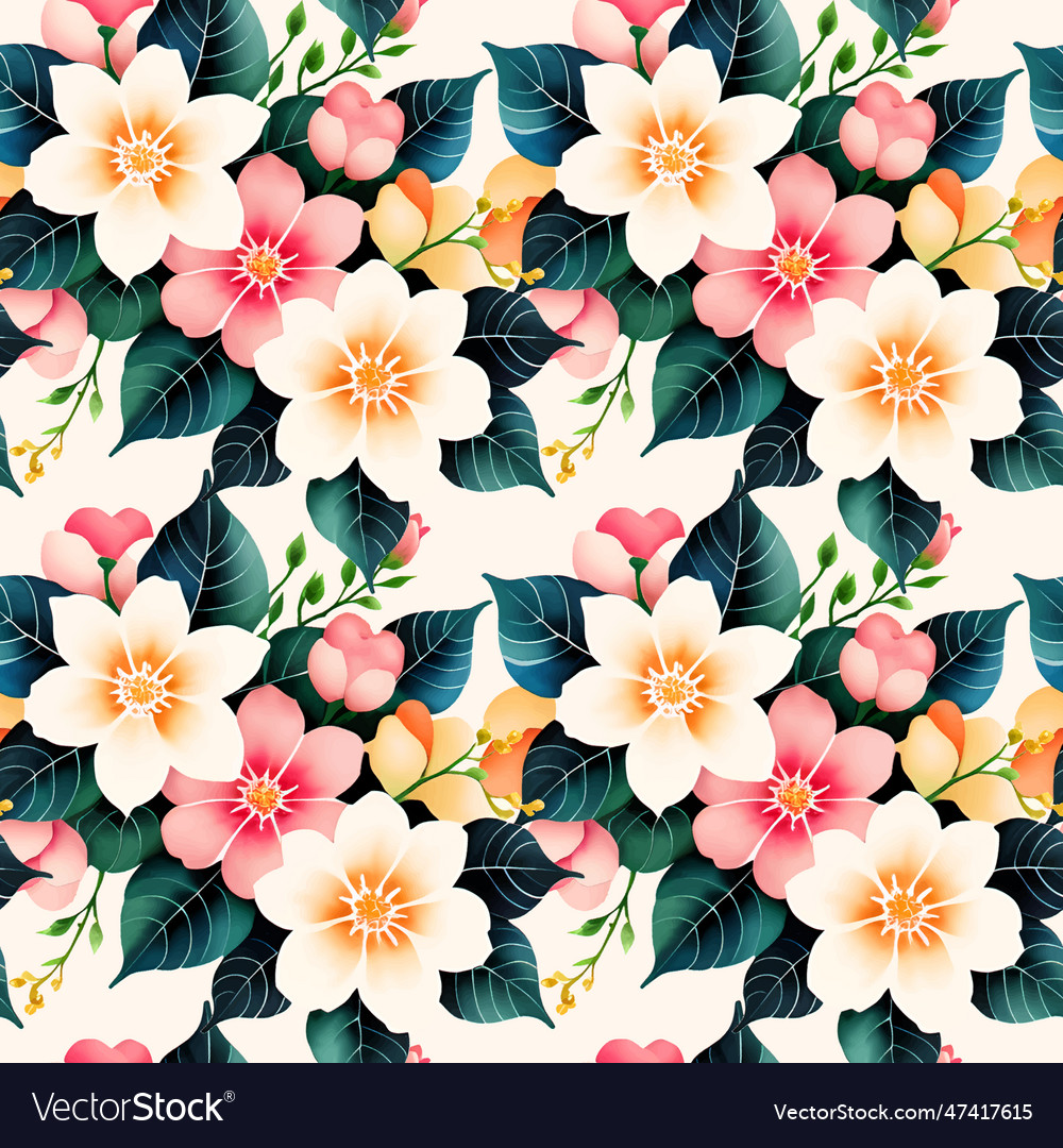 Floral shape watercolor seamless pattern