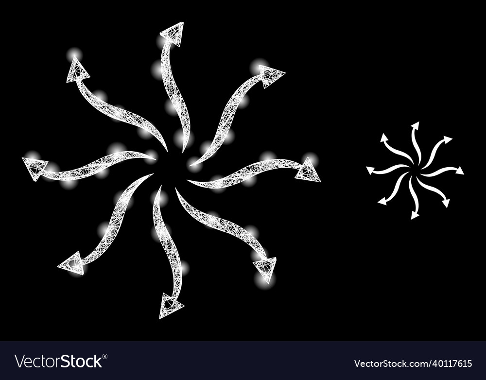 Glowing network cyclone rotation arrows