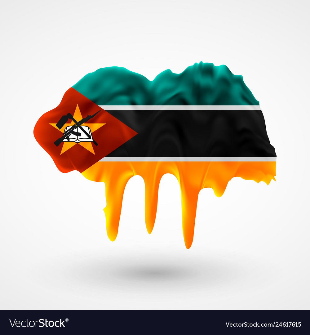 Isolated flag of mozambique painted colors