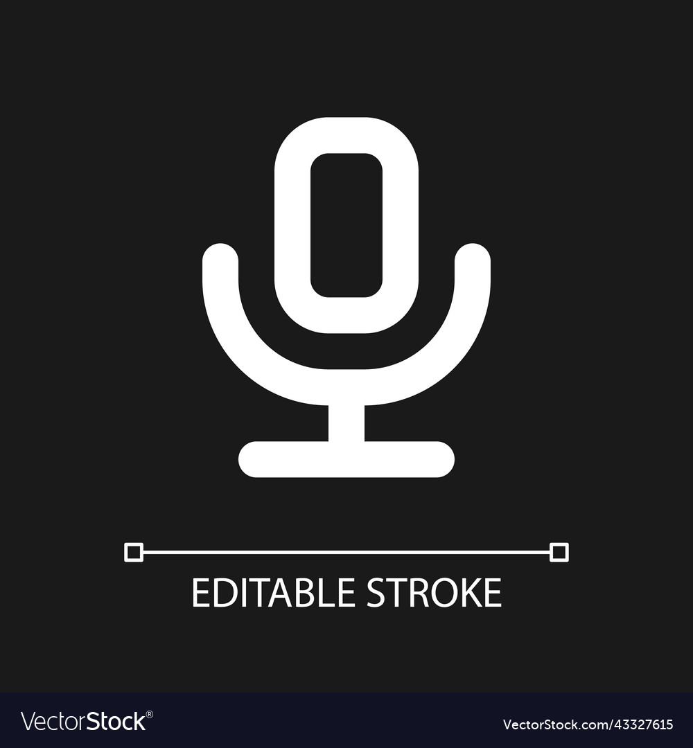 Microphone pixel perfect white linear ui icon vector image Microphone pixel perfect white linear ui icon