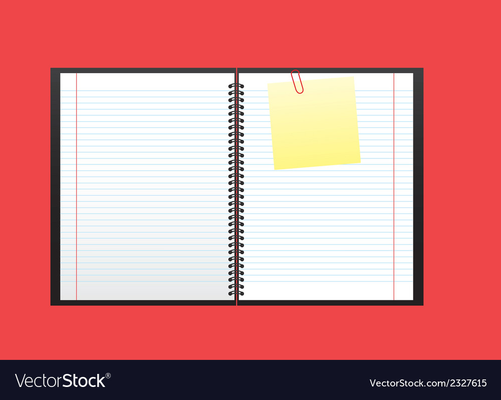 Notebook open isolated over red background