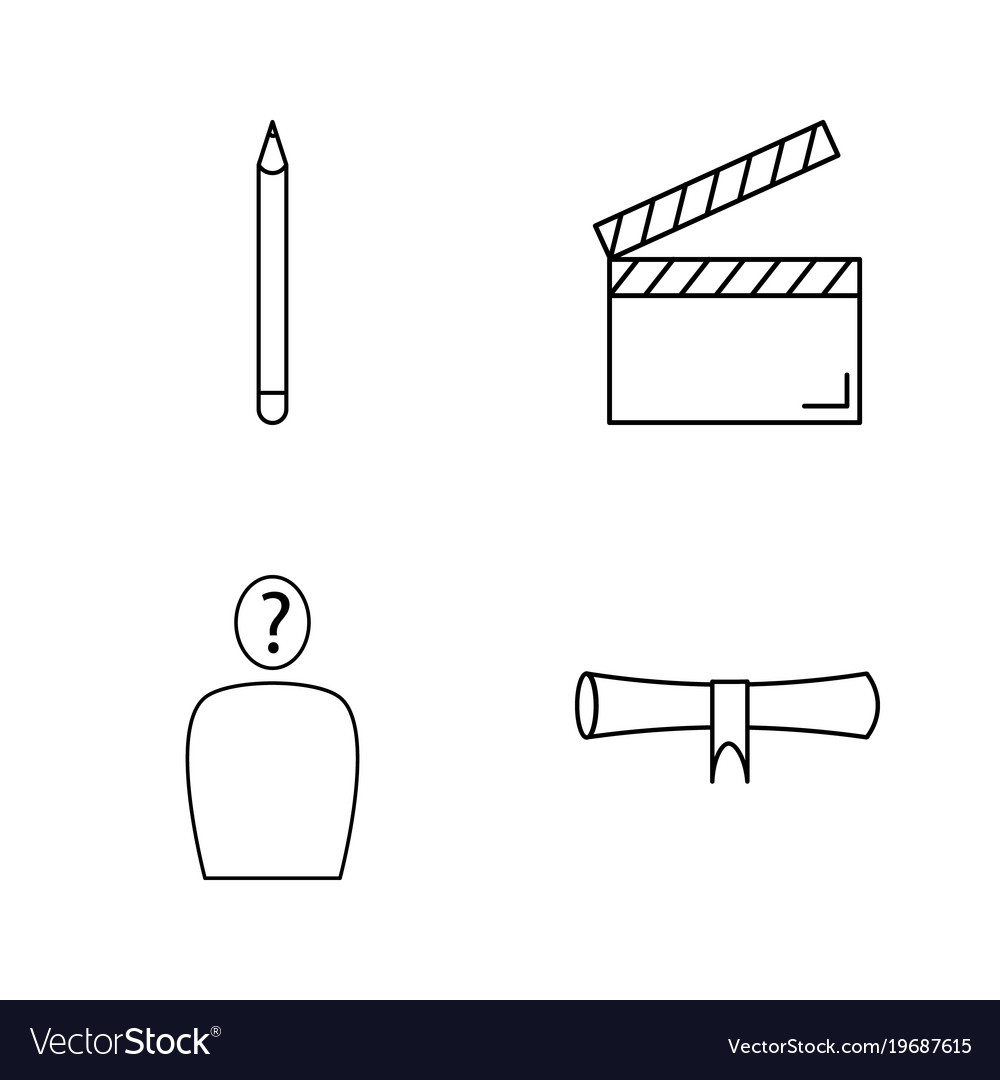 Office simple linear outline icon set