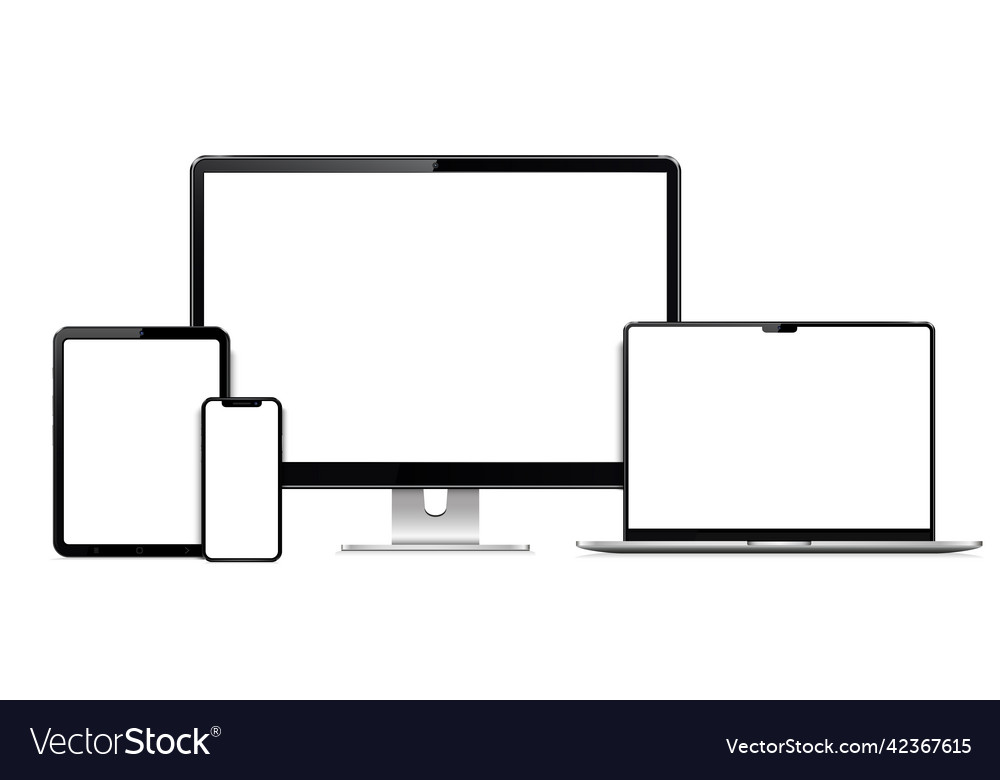 Realistische Monitor Computer Laptop Tablet