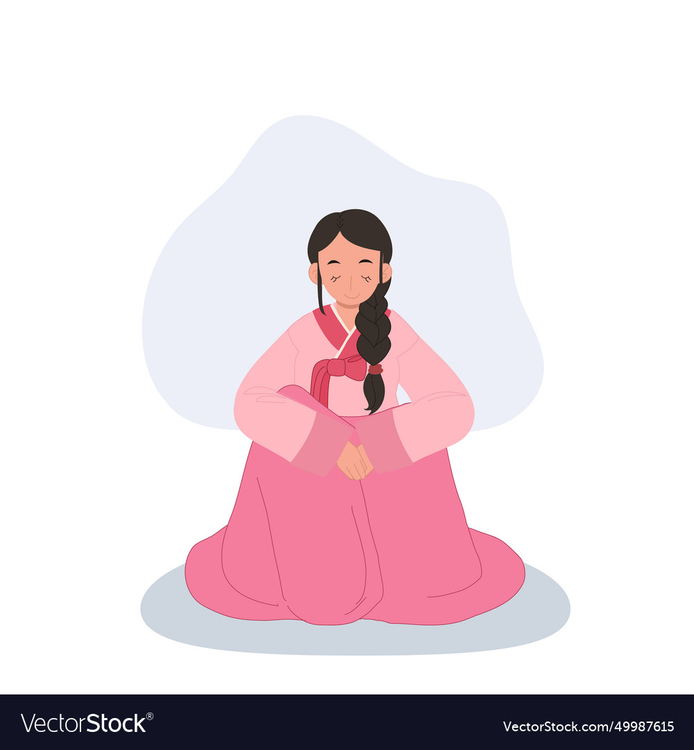 Respectful gestureyoung woman in korean hanbok Vector Image