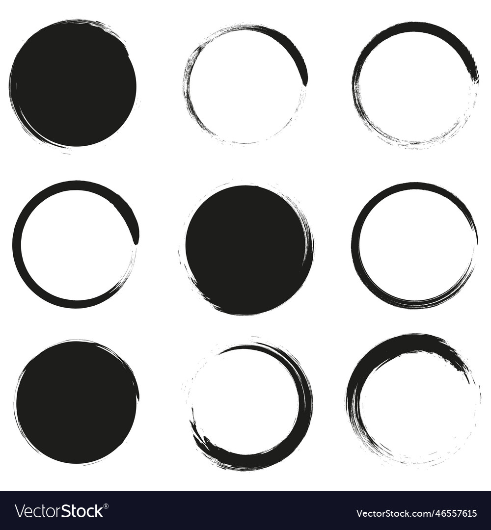 Retro brush circles round frame set shape