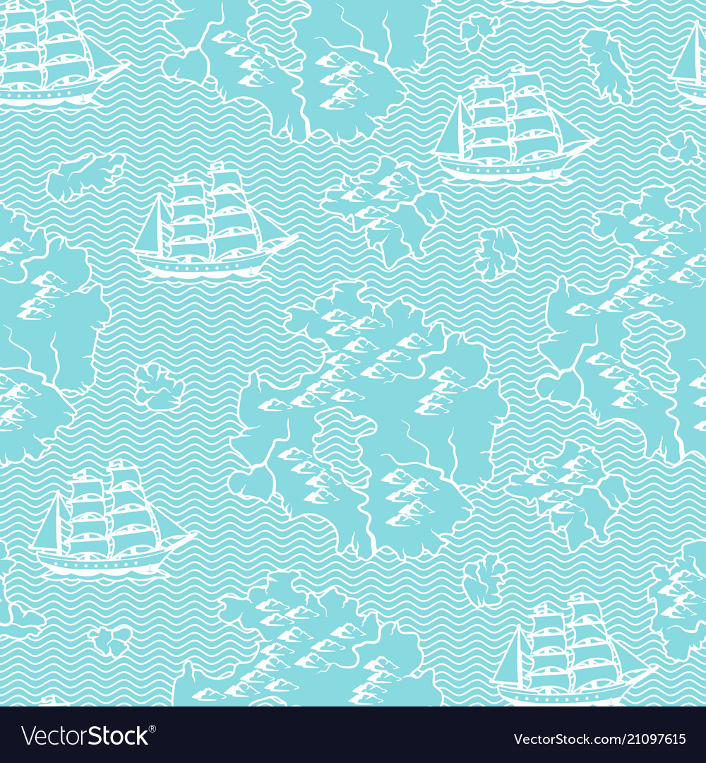Seamless pattern with old nautical map vector image Seamless pattern with old nautical map