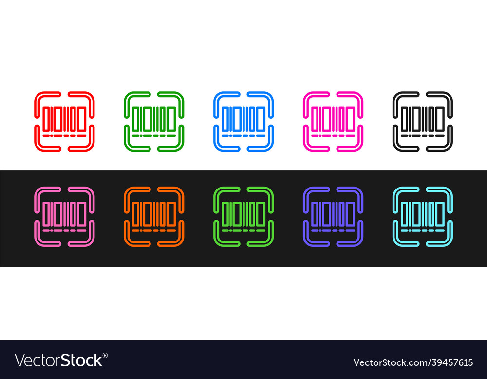 Set line scanner scanning bar code icon isolated vector image Set line scanner scanning bar code icon isolated