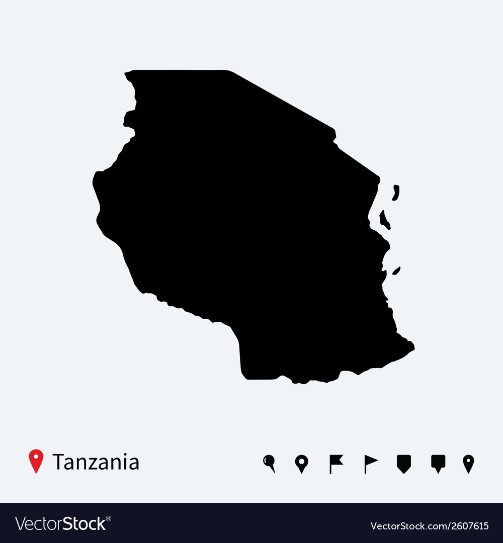 Tanzania Map with Navigation Pins