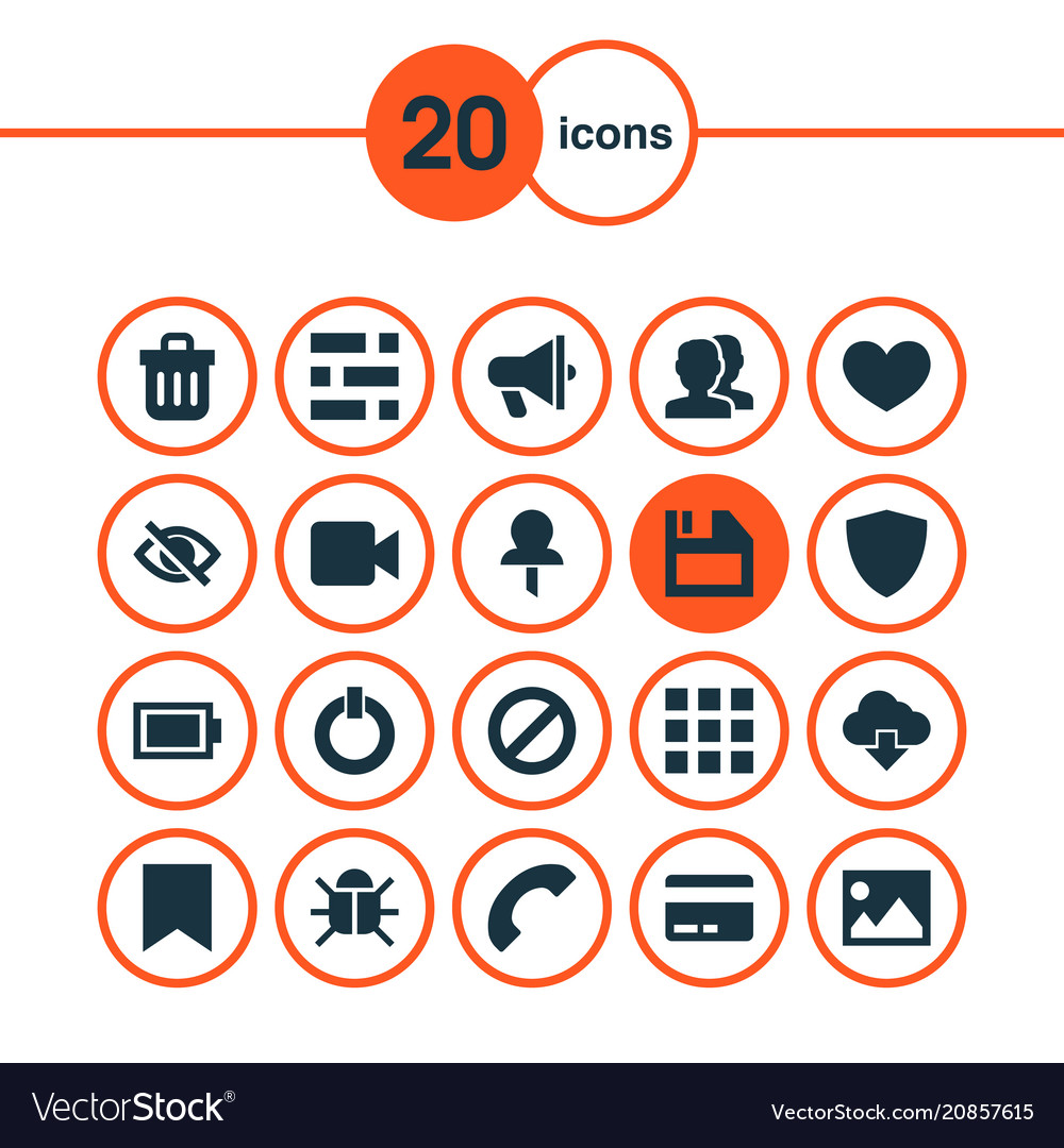 User icons set with power on apps group vector image User icons set with power on apps group