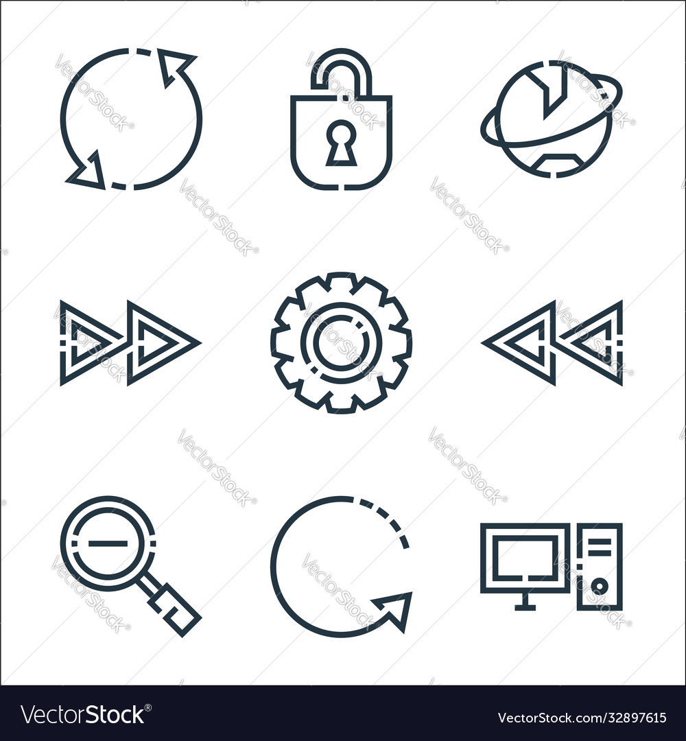 Web essentials line icons linear set quality vector image Web essentials line icons linear set quality