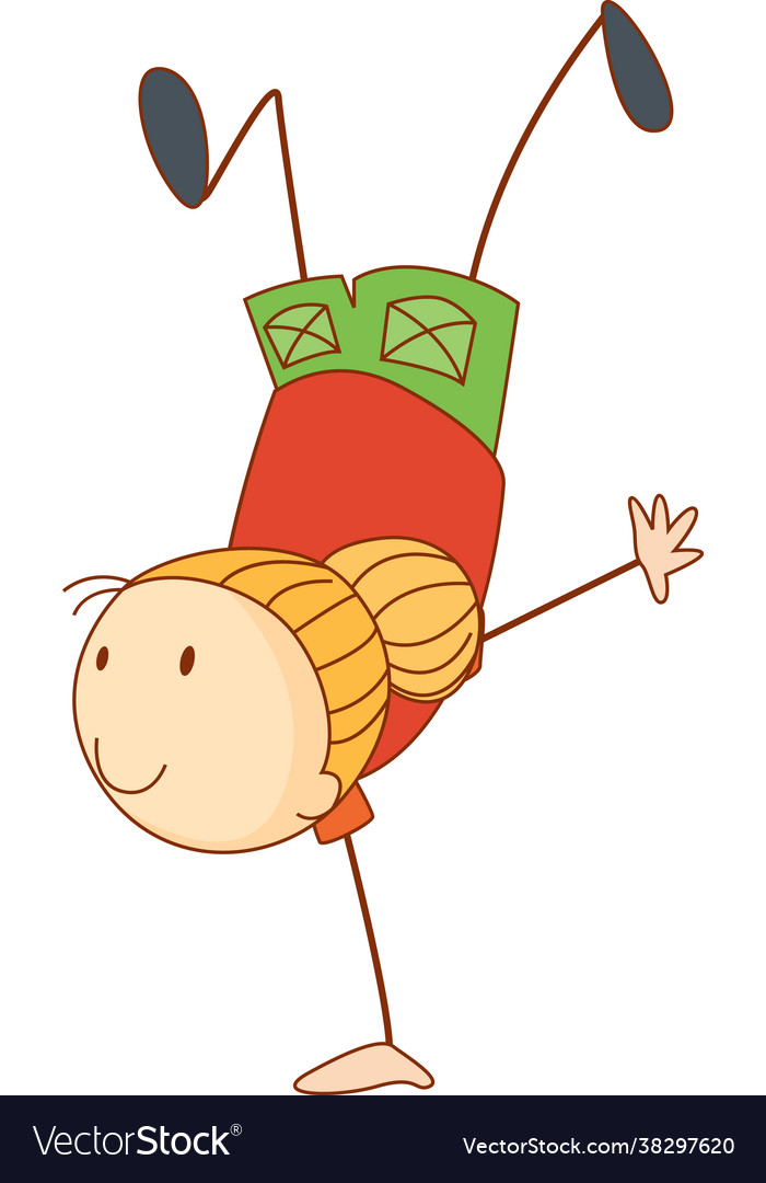 A doodle kid performing break dance cartoon vector image A doodle kid performing break dance cartoon