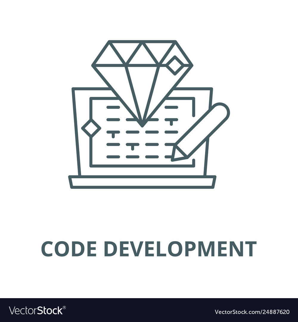 Code development line icon vector image Code development line icon