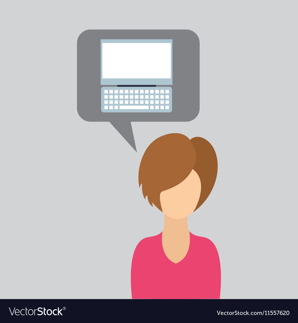 Computer cartoon icon with character woman Vector Image