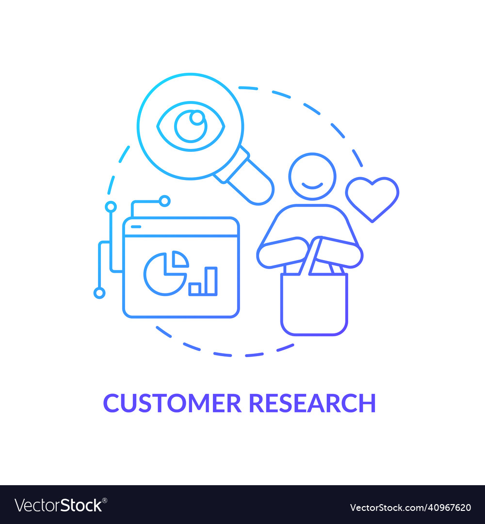 Customer Research Blue Gradient Concept Icon Vector Image 3900