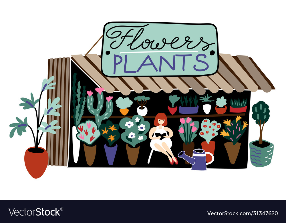 Süße Blumen Shop Cartoon