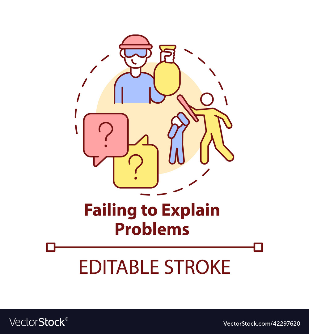 Failing to explain problems concept icon