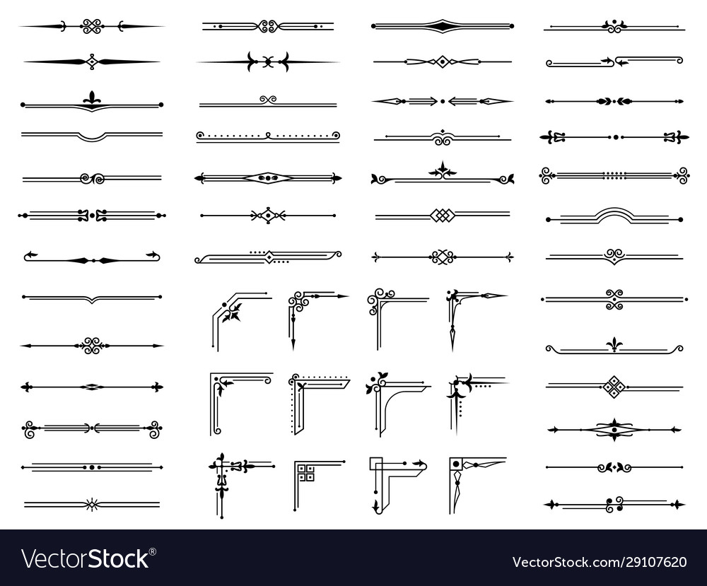 Flourish dividers and corners decorative vector image Flourish dividers and corners decorative