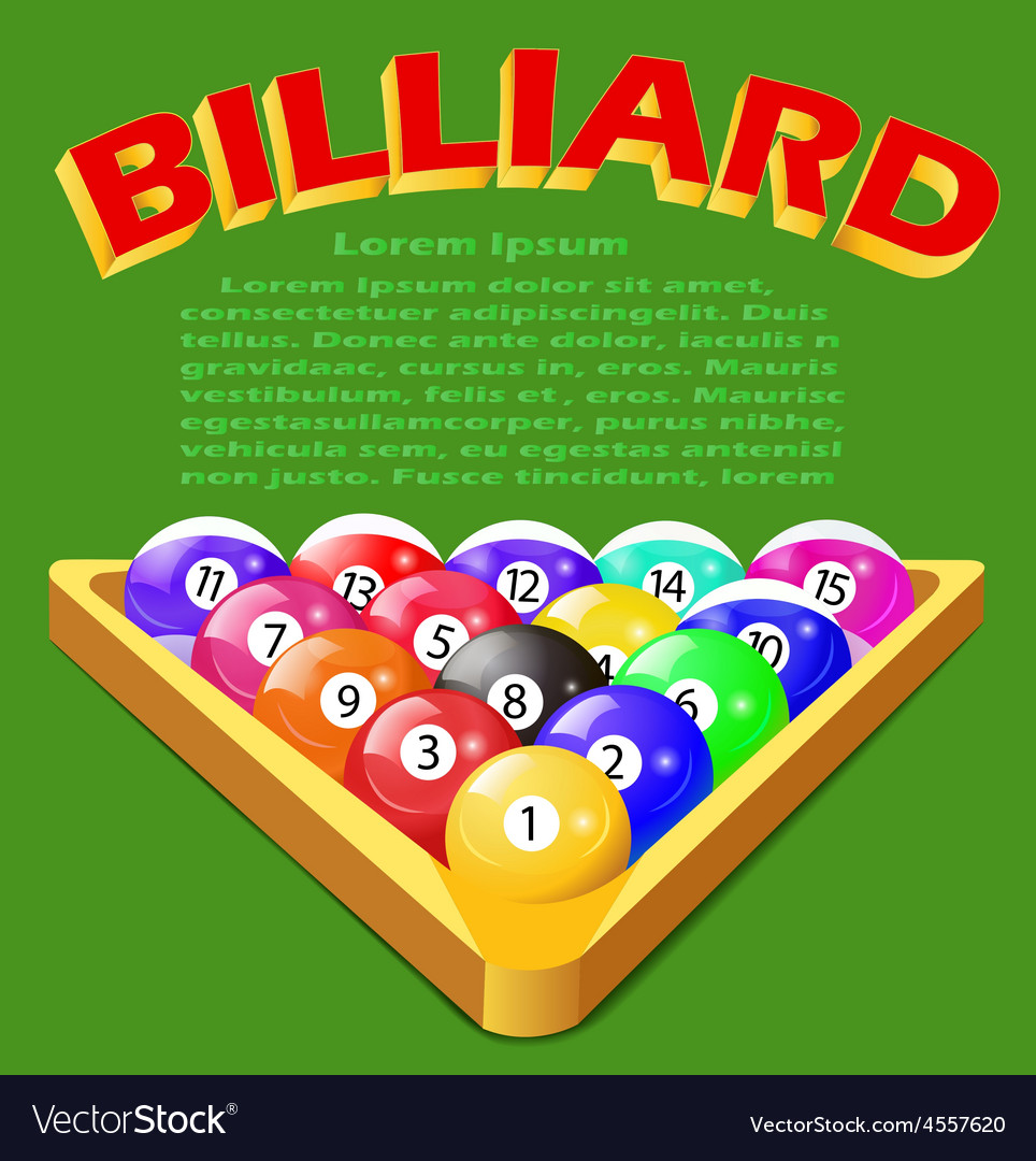 Green background with balls for billiards