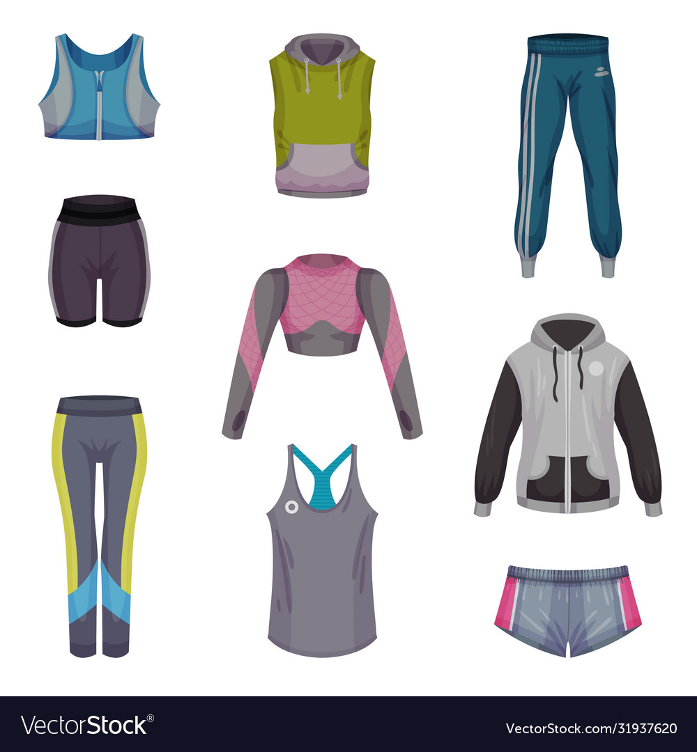 gym-clothing-or-athletic-apparel-with-sports-vector-image