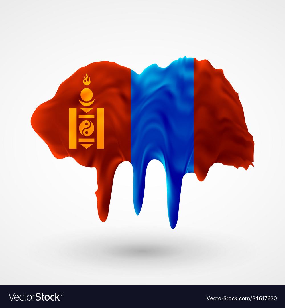 Isolated flag of mongolia painted colors