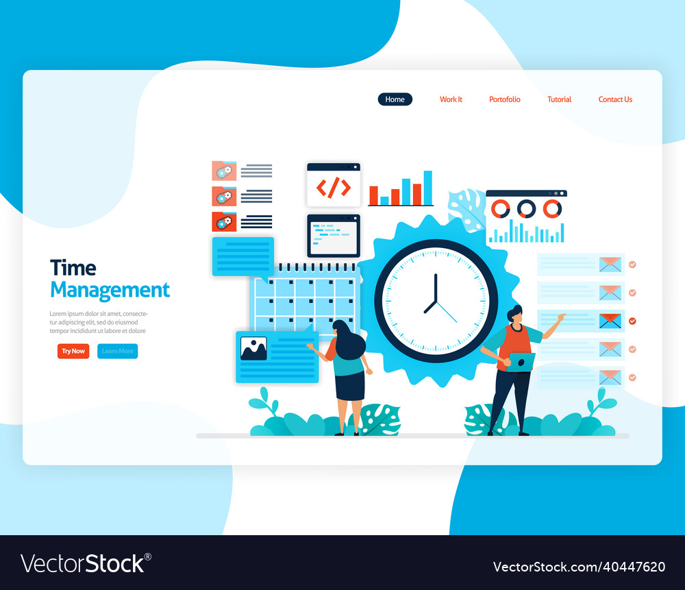 Landing page of time management and scheduling