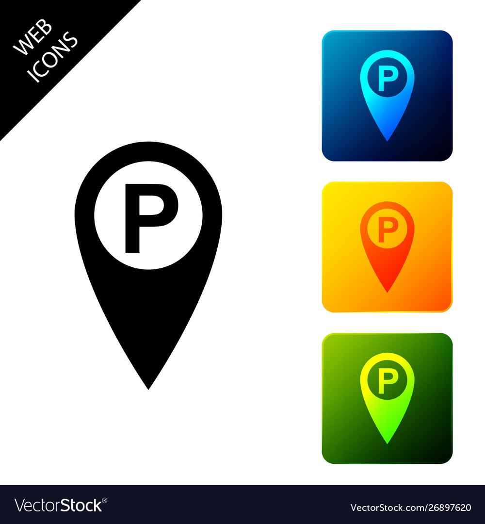 Map pointer with car parking icon isolated