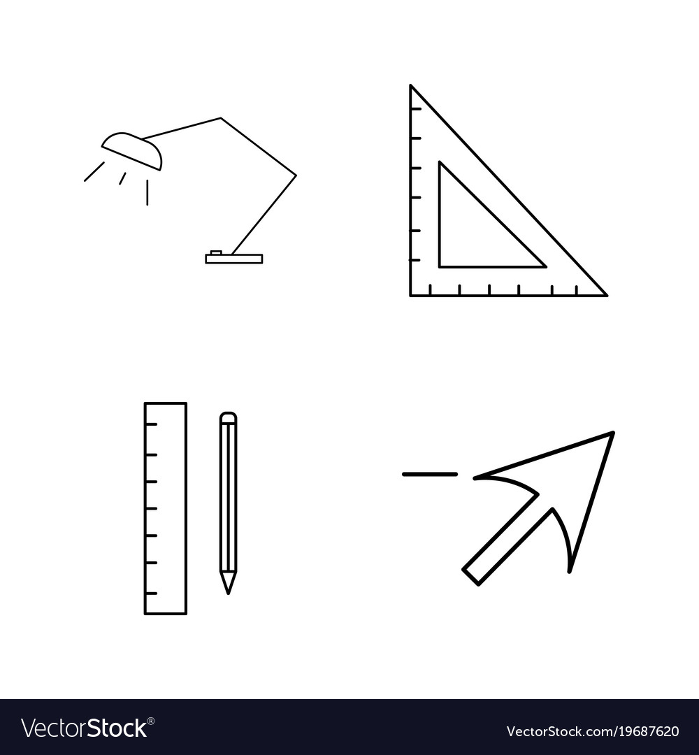 Office simple linear outline icon set