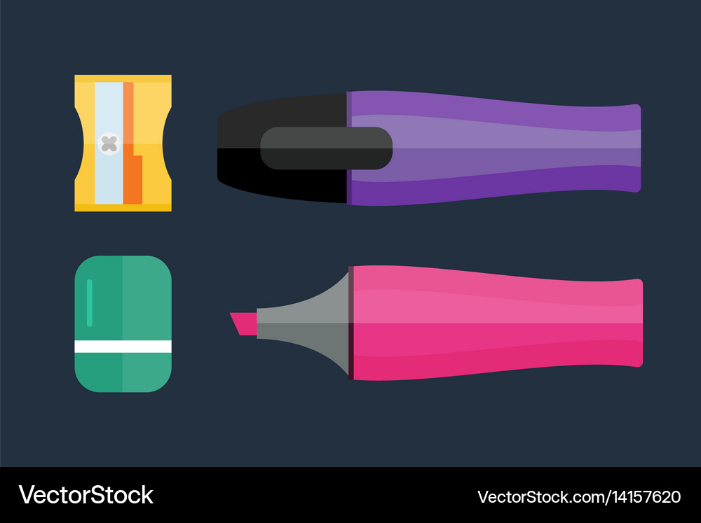 Paint and writing tools collection flat style Vector Image