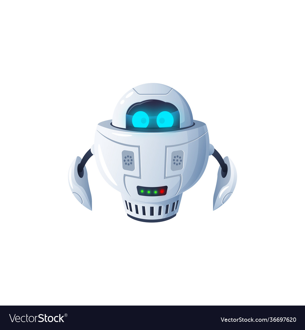 Robot android with hands and interface on head vector image Robot android with hands and interface on head