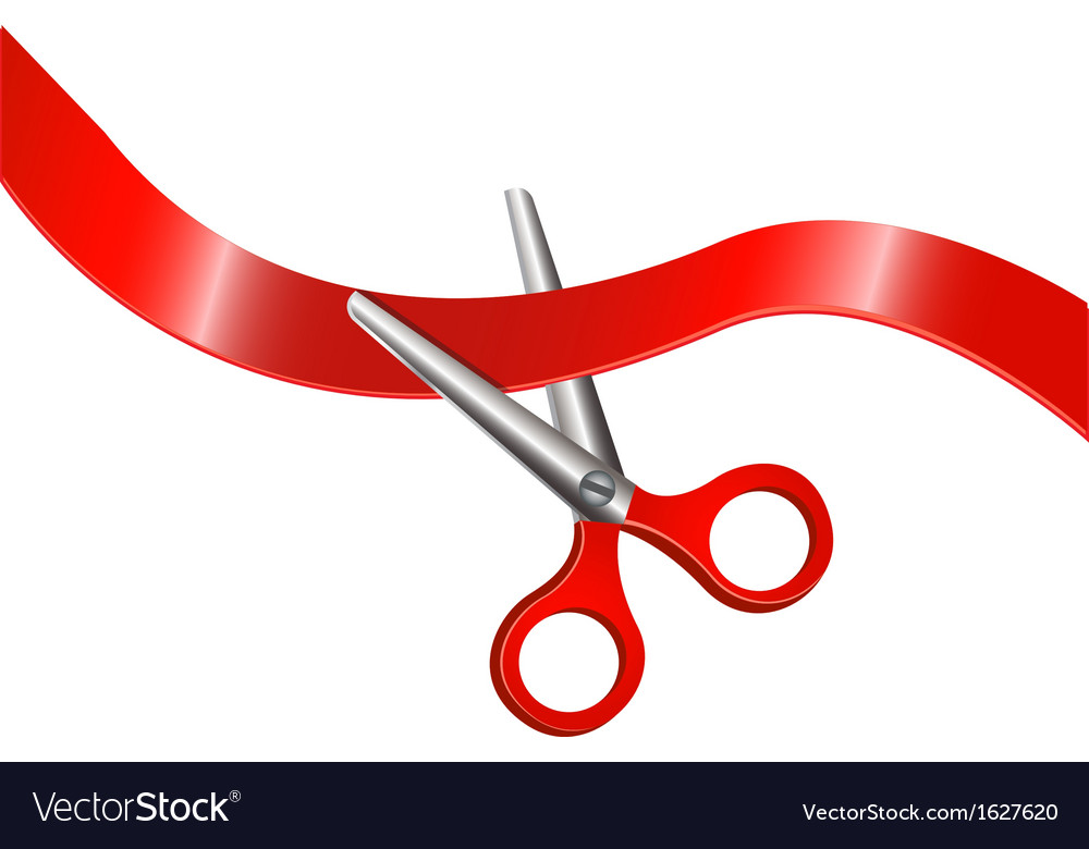 Scissors and red ribbon